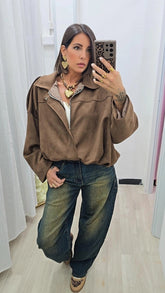 Giubbino Scamosciato Marrone
